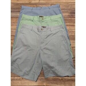 Lot of 3 Peter Millar Shorts Mens 36 Blue Stripe Wicking Golf Green Gingham